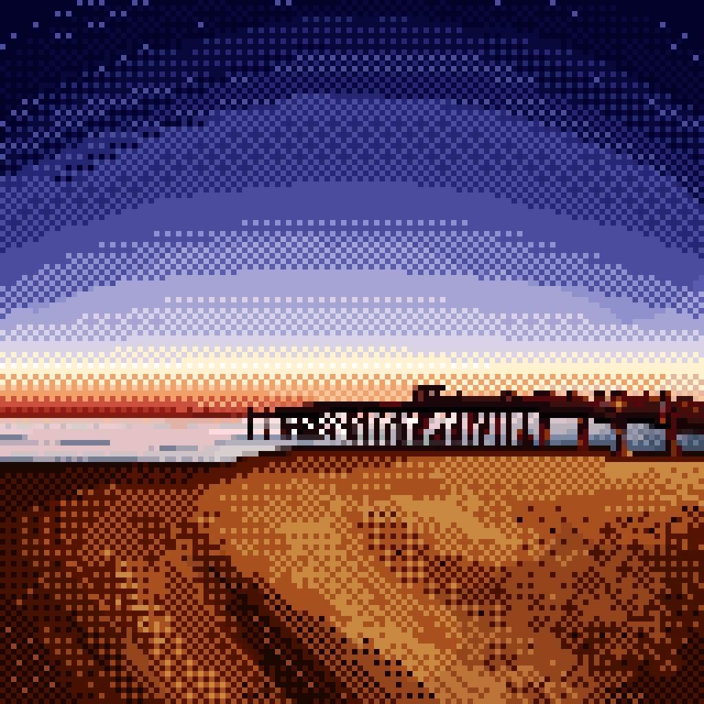 Sunset at Sharky's pixel art thumbnail, Florida landscape scene