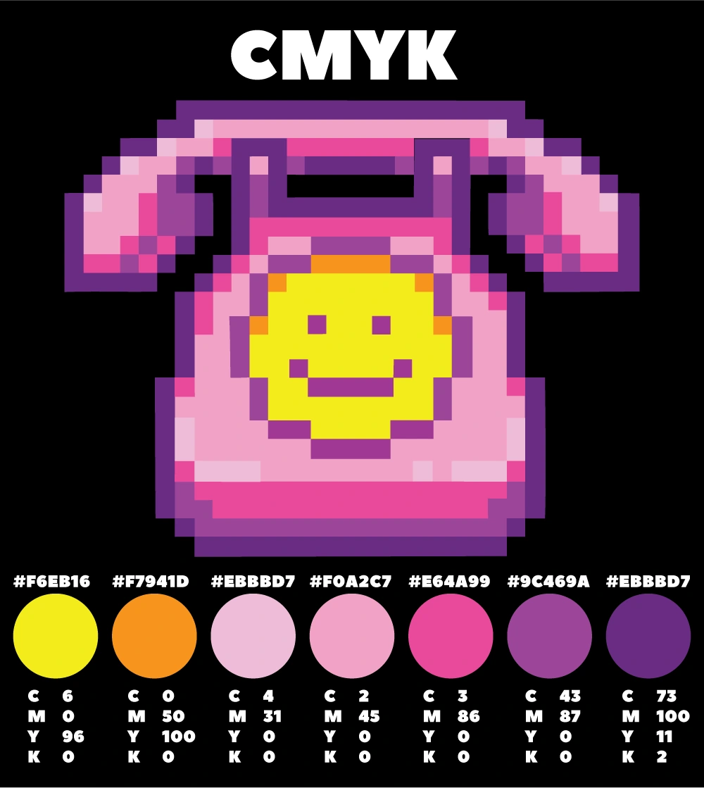 CMYK color palette for updated phoneholm.art logo, print brand color swatches