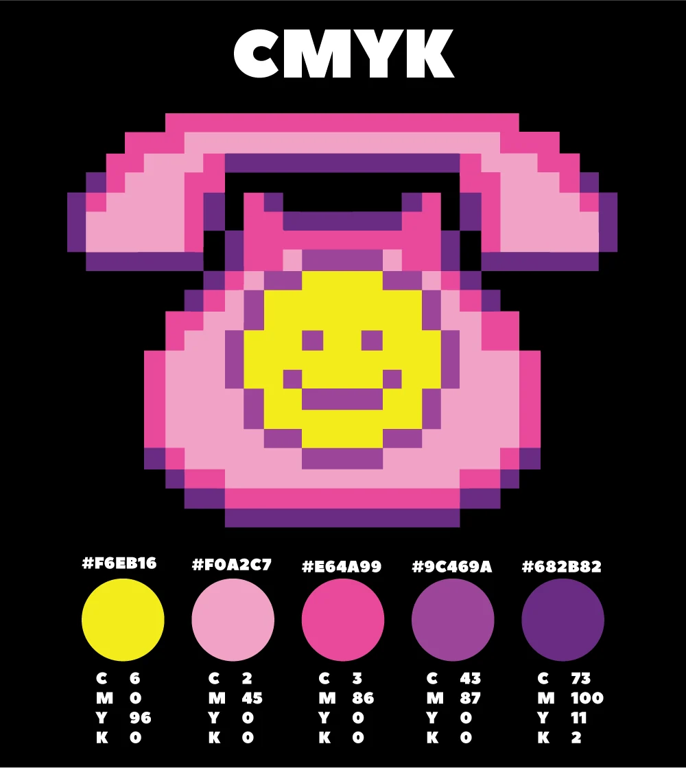 CMYK color palette for original phoneholm.art logo, print brand color swatches