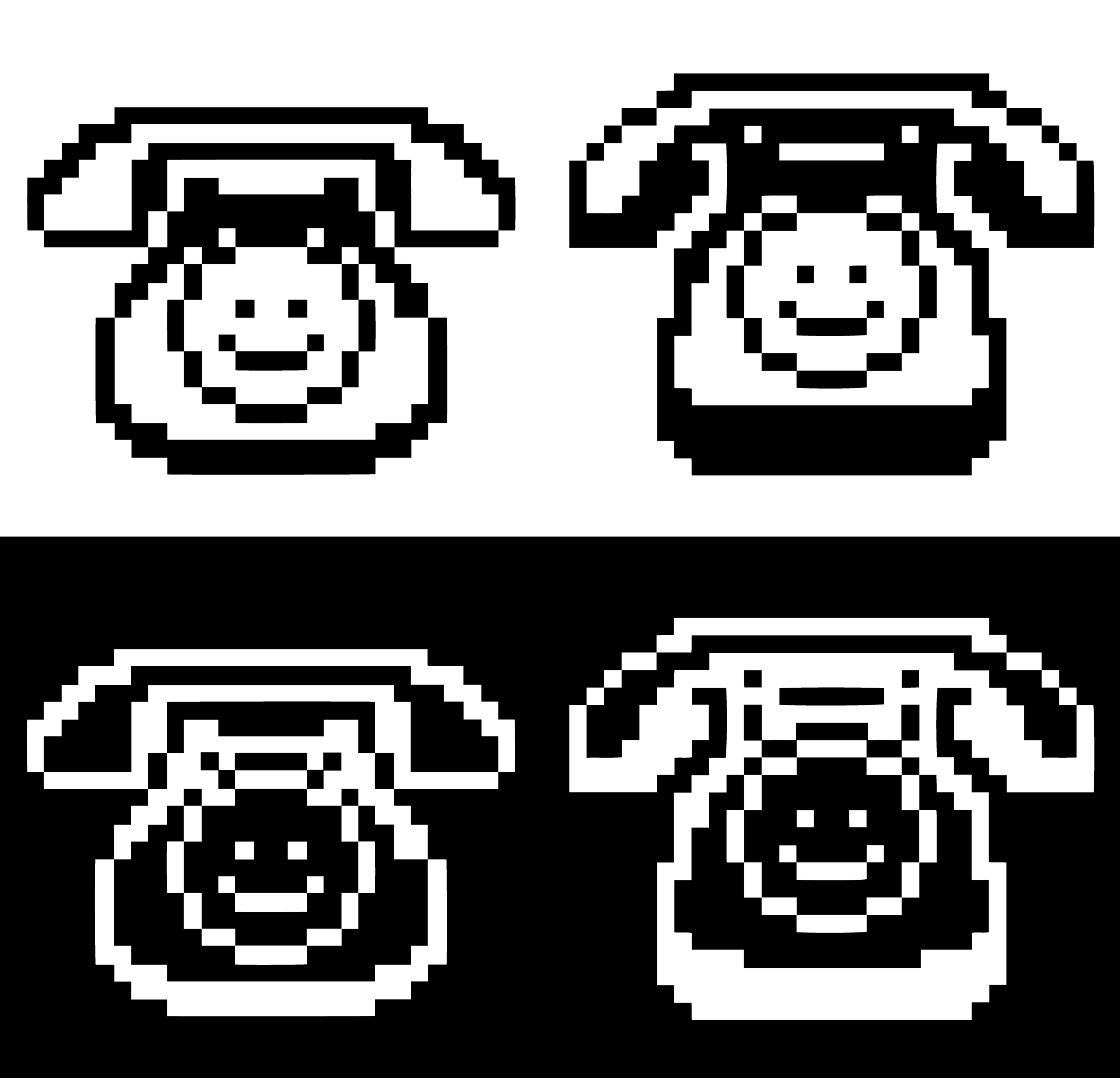 Black and white versions of phoneholm.art logo, monochrome brand mark variations