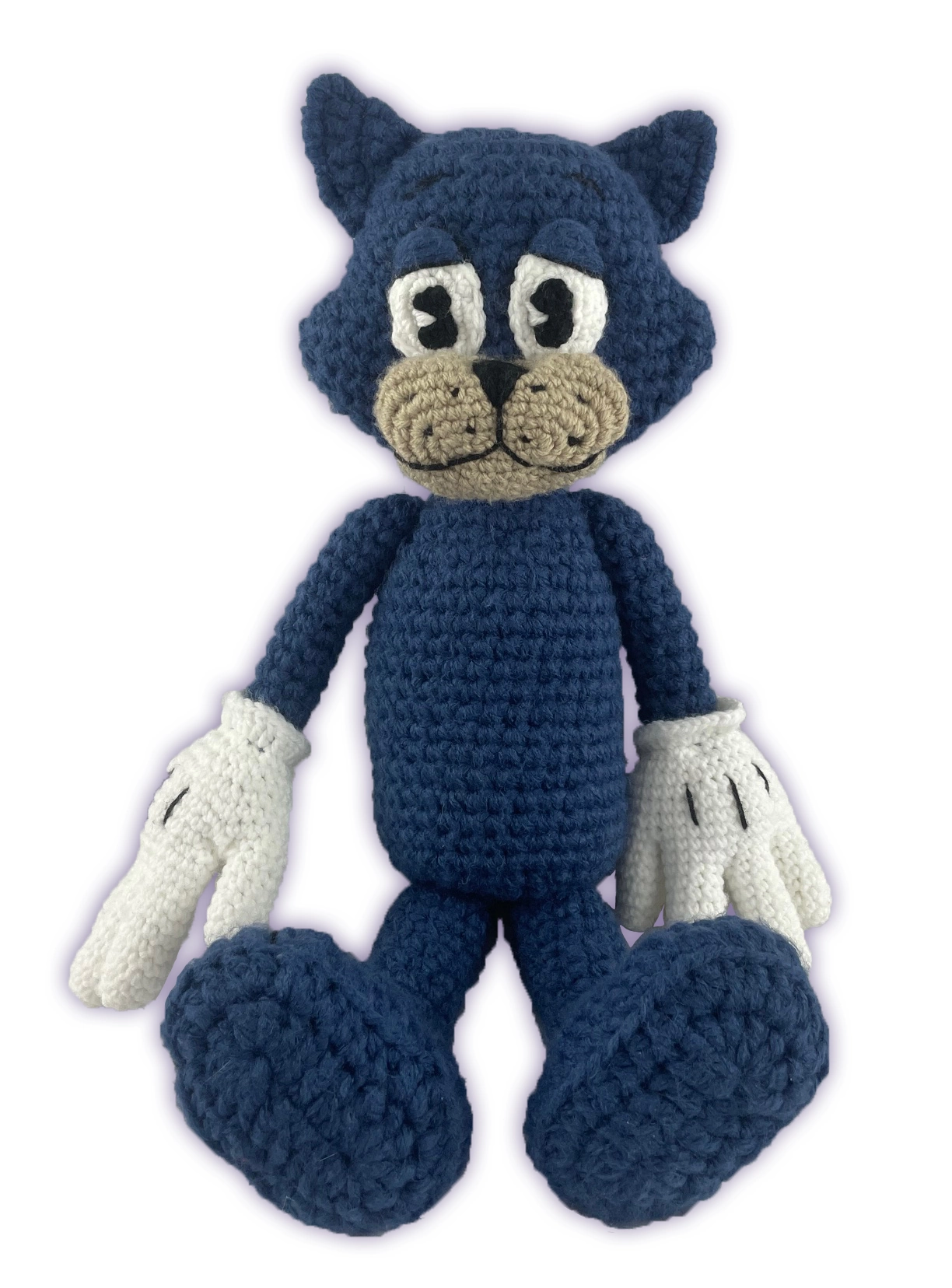 Crochet Pixie Toontown plush unclothed, sitting front view showing removable outfit design