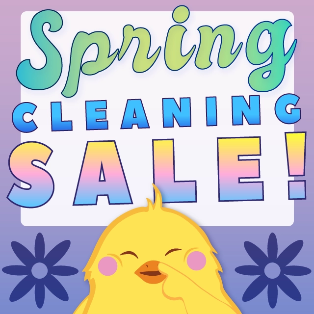RI_PickerChick sale banner design, promotional graphic for eBay store featuring chick mascot and spring theme