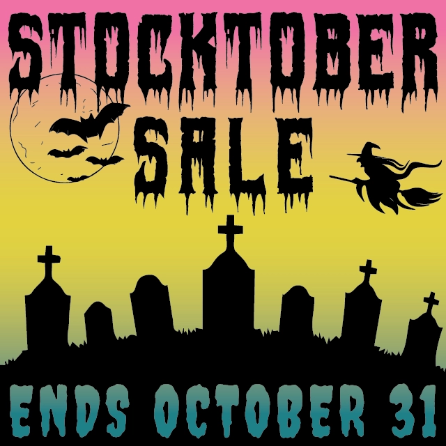 Treasure Listers Stocktober sale banner design, October promotional graphic for eBay store discount event