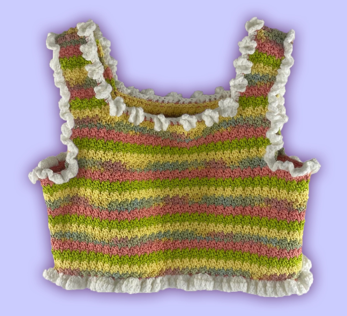 Multicolored Crochet Cotton Summer Tank Top Back View